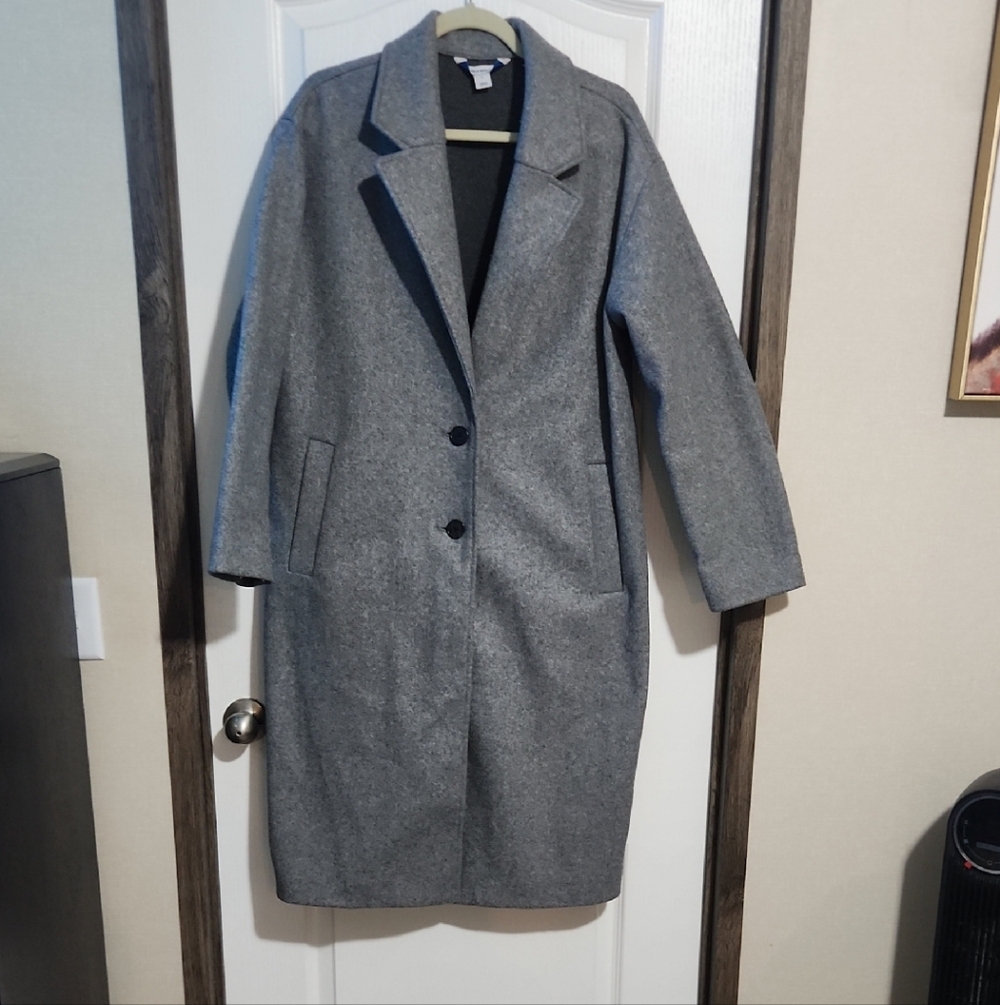 Old Navy Grey Single-Breasted Women's Trench Coat